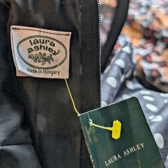 NWT Vintage 90s Laura Ashley Maxi Dress Navy Polka Dot Cottagecore Size 4 - Picture 8 of 16